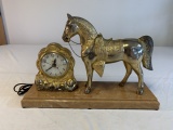 Vintage United Horse Mantel Clock Gold Tone