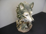 Timber Wolf Head w/ pups Figurine Sculpture Statue