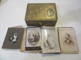 Gold-Toned Photo Box with 33 Antique Photos