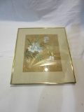 Floral Butterfly Art Print In Gold-Tone Frame