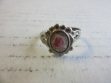 .925 Silver Size 7 2.7g Pink/Khaki Stone Ring