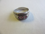 .925 Silver Size 10 7g 3-Purple Stone Ring