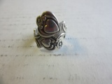 .925 Silver Adjustable Size 5.3g 2-Heart Ring