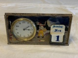 Vintage H.A.C. Metal Desk Clock with Calendar