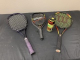 Lot of 2 Wilson Tennis Rackets & 1 Racquetball