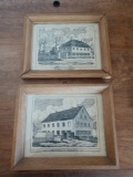 2 vintage wood framed Germany-themed pictures