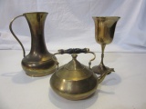 Brass Pitcher, Teapot, and Cup