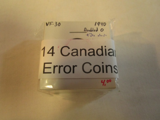 Lot of 14 Canadian Error Coins