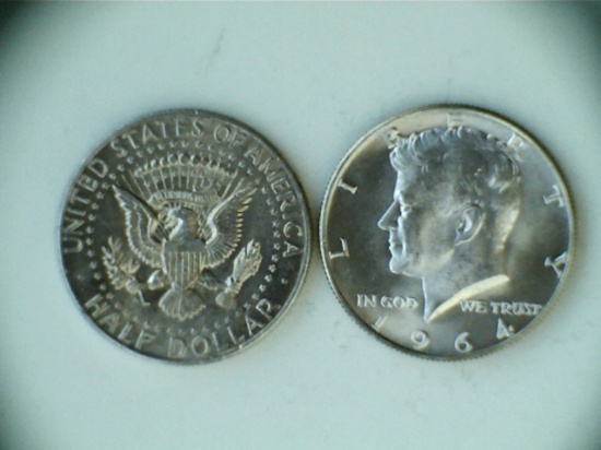 Pair of 1964 .90 Silver Kennedy Half-Dollars