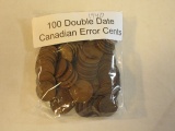 Lot of 100 Double Date Canadian Error 1940 Coins