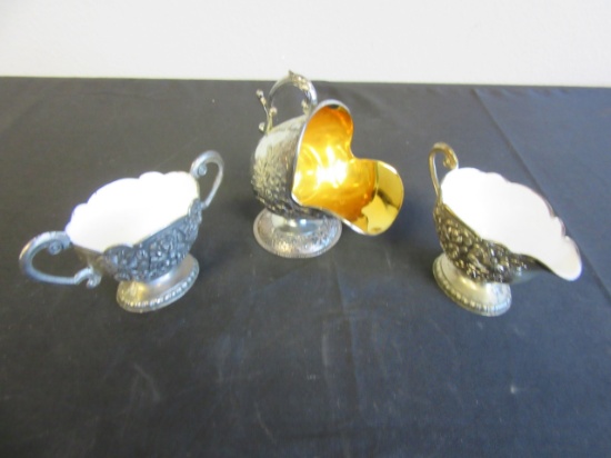 Lot of 3 Silver-Toned Chinaware