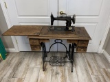 Antique Brunswick Sewing Machine with Cabinet
