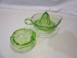 Uranium Glass Juicer and Ashtray