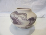 American Creations White/Purple Ceramic Pot