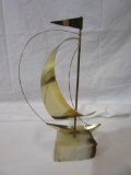 Brass Sailboat Sculpture on Onyx Base