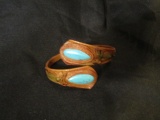 Coil Bracelet w/ Skin Overlay & Turquoise Stones