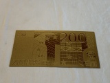 200 European Two Hundred Banknote Gold 24K Replica