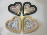 Lot of 4 Barbara Mock Bird/Floral Heart Frames