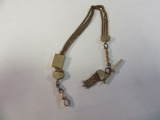 Gold Plated Watch Chain W/ Decorated Ends & Slide