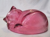 Vintage Glass Sleeping Cat Top for Candy Dish