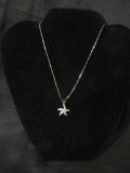 Sterling Silver Necklace w/ Starfish w/ Stones