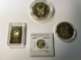 Lot of 4 REPRODUCTION Gold Coins and Bar