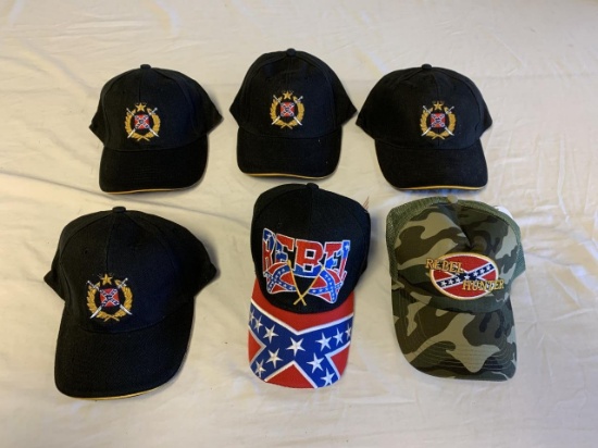 Lot of 6 Rebel Baseball Style Hats NEW