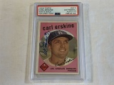 CARL ERSKINE Dodgers SIGNED1959 Topps PSA