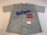 MAURY WILLS Dodgers AUTOGRAPH Inscribed Jersey COA
