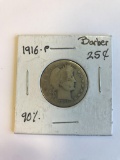 1916-P Barber Quarter 90% Silver