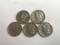 Lot of 5 .90 Silver Mercury Dimes