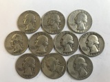 Lot of 10 90% Silver Quarters