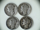 Lot of 4 1943-D/P/S .90 Silver Mercury Dimes