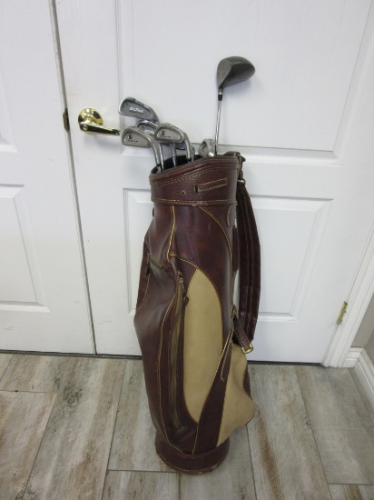 Leather Ram Golf Case w/ 7 Golf Clubs