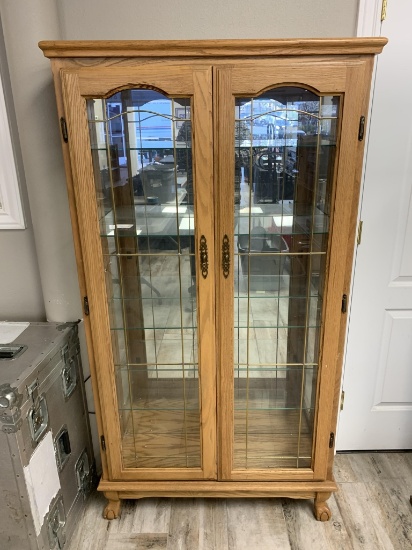 Curio Wood Cabinet with 4 glass Shelves and Light