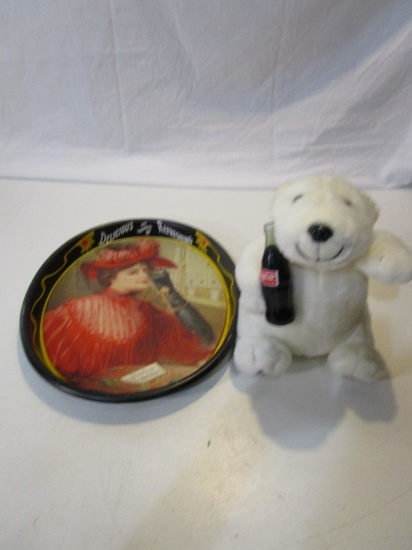 Coca Cola Plush Bear and Serving Tray