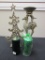 Silver Toned Christmas Decor Items & 2 Candles