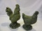 Rooster and Hen Green Figurines