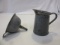 Vintage Gray Speckled Enamel Funnel & Pitcher