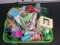 Lot of Misc Christmas Ornaments in Green Tote