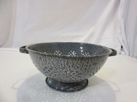 Vintage Gray Speckled Enamel Colander