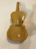 Yellow Ceramic Violin Trinket Box