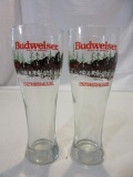 Lot of 2 Budweiser Clydesdale Holiday Beer Glasses