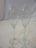 Lot of 2 Millenium 2000 Champagne Glasses