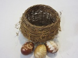Lot of 3 Hand Painted Eggs with Basket