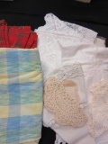 Large Lot of Vintage Table Clothes, Dollies