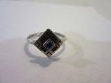 Diamond Shaped 925 Silver Ring With Lapiz Stone
