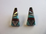 Pair of .925 Native American Turqoise Earrings 4.7