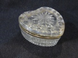 Heart Shaped Crystalline Box With a Gold Trim