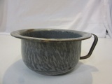 Vintage Gray Speckled Enamel Chamber Pot